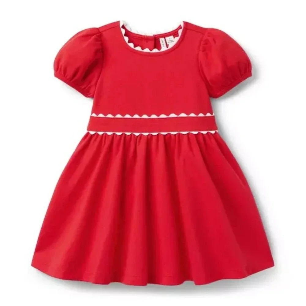 Janie and Jack NWT Red Ric Rac Trim Ponte Dress Size Girl 12